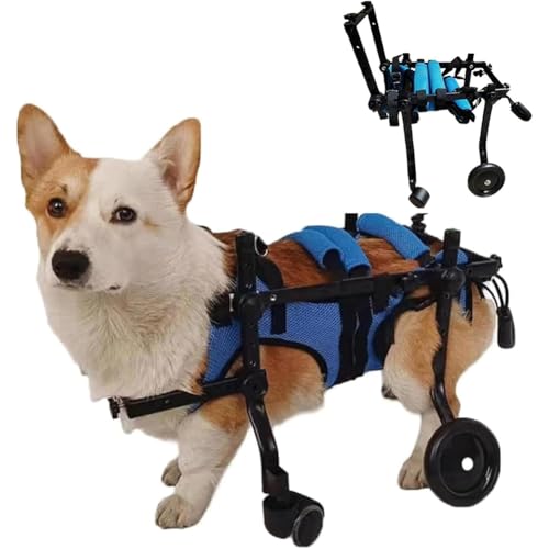 PP-Vic Aluminium -Blatt -Rollstuhl, 4 -Rad -Hunde -Rollstuhl Mit Hundebeinpranen Und Hüftstütze, Behinderte Hundeleistung Walker Für Behinderte Rücken-/Vorderbein -Paraplegische Tiere,Xs von PP-Vic