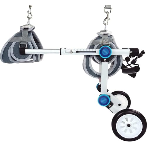 PP-Vic Aluminium Hunde Kinderwagen, Behinderte Hinterbeine Haustier Rehabilitation Kinderwagen, Verstellbare Katze Und Hund Rollstuhl, All Terrain Dog Rollstuhl 2 Rad Mobilitätshilfe,S White a von PP-Vic