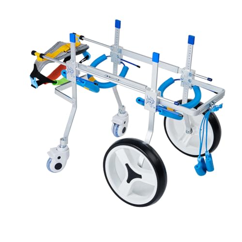 PP-Vic Hundemobilitätsrollstuhl Mit Beinstütze, 4 Rad Verstellbare Hinterbein -Rehabilitationshilfe, Pet -Rollstuhl, Aluminium Vollbein -Stützstadelrollstuhl, Lähmungslähmte Haustier Walk,M von PP-Vic