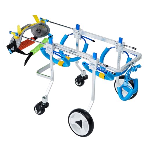 PP-Vic Hundemobilitätsrollstuhl Mit Beinstütze, 4 Rad Verstellbare Hinterbein -Rehabilitationshilfe, Pet -Rollstuhl, Aluminium Vollbein -Stützstadelrollstuhl, Lähmungslähmte Haustier Walk,Xs Wide von PP-Vic