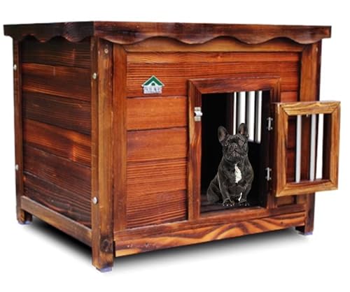 Extra Große Hundehütte Aus Holz, Log Cabin Style Kennel, Wetterfeste, Den Innen- Und Außenbereich, Geeignet für Hunde Kleiner, Mittlerer Und Großer Rassen(Size:L(100X80cm),Color:A) von PPGE HOME