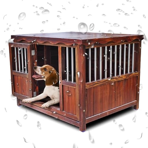 Extra Große Hundehütte Aus Holz, Log Cabin Style Kennel, Wetterfeste, Den Innen- Und Außenbereich, Geeignet für Hunde Kleiner, Mittlerer Und Großer Rassen(Size:L(100X80cm),Color:B) von PPGE HOME