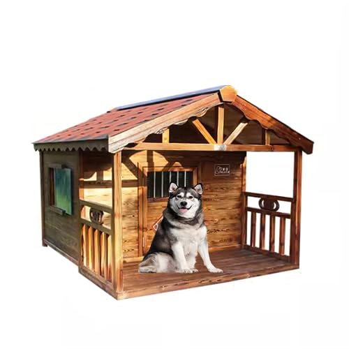 Hundehütte Aus Holz Im Freien, Log Cabin Style Kennel, Mit TüR Windows, für Den Innen- Und Freien, Wetterdichtes, Einfach Zu Säubern(Size:L(160X200X138cm)) von PPGE HOME