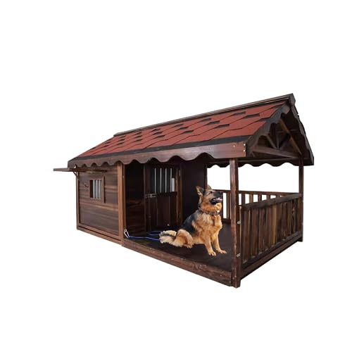 Hundehütte Aus Holz Im Freien, Log Cabin Style Kennel, Mit Tür Windows, Wetterdichtes, Atmungsaktiv Bequem, für Hunde Kleine Mittlerer Und Großer Rassen(Size:2XL(210X115X108cm)) von PPGE HOME