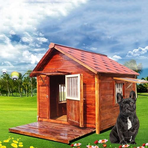 Hundehütte Aus Holz Im Freien, Premium HundehüTte, Mit Tür Windows, Atmungsaktiv Bequem, Besten Geeignet Für Hunde Kleiner, Mittlerer Und Großer Rassen (Size:2XL(100X130X103cm)) von PPGE HOME