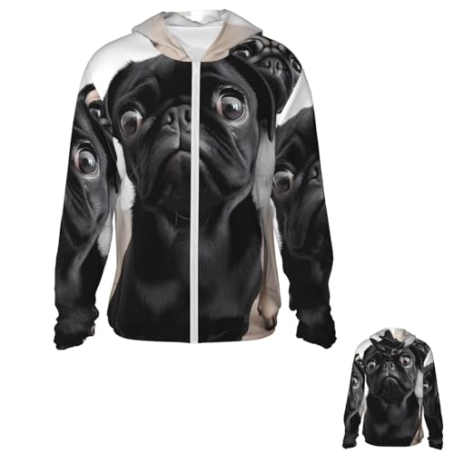 PPTHSNVB Kapuzenjacke mit niedlichem Mops-Motiv, LSF 50+, durchgehender Reißverschluss, langärmelig, mit Taschen, Rashguard, Größe 3XL PPTHSNVB Kapuzenjacke mit niedlichem Mops-Motiv, LSF 50+, durchgehender Reißverschluss, langärmelig, mit Taschen, Rashguard, Größe 3XL von PPTHSNVB