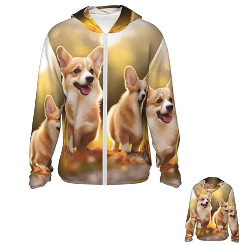 PPTHSNVB Süße Corgi Hunde-Sonnenschutz-Kapuzenjacke mit LSF 50+, durchgehender Reißverschluss, langärmelig, Sonnenshirts mit Taschen, Rashguard, Größe S PPTHSNVB Süße Corgi Hunde-Sonnenschutz-Kapuzenjacke mit LSF 50+, durchgehender Reißverschluss, langärmelig, Sonnenshirts mit Taschen, Rashguard, Größe S von PPTHSNVB