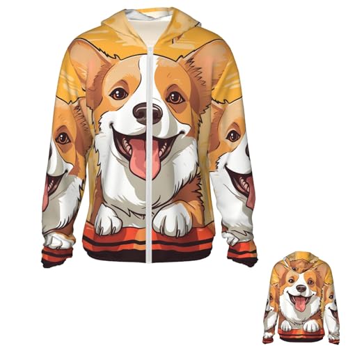 PPTHSNVB Süße Corgi-Hunde-Sonnenschutz-Kapuzenjacke mit LSF 50+, durchgehender Reißverschluss, langärmelig, Sonnenshirts mit Taschen, Rashguard, Größe XL PPTHSNVB Süße Corgi-Hunde-Sonnenschutz-Kapuzenjacke mit LSF 50+, durchgehender Reißverschluss, langärmelig, Sonnenshirts mit Taschen, Rashguard, Größe XL von PPTHSNVB