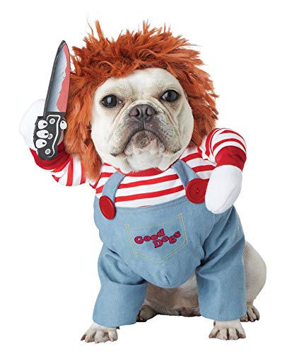 Lustiges Hunde-Kostüm für Cosplay, Party, Kostüm, Dekoration, Hunde-Overall + Hunde-Kopfbekleidung, Perücke für Halloween, Weihnachten (Killer, M) von PQIQP