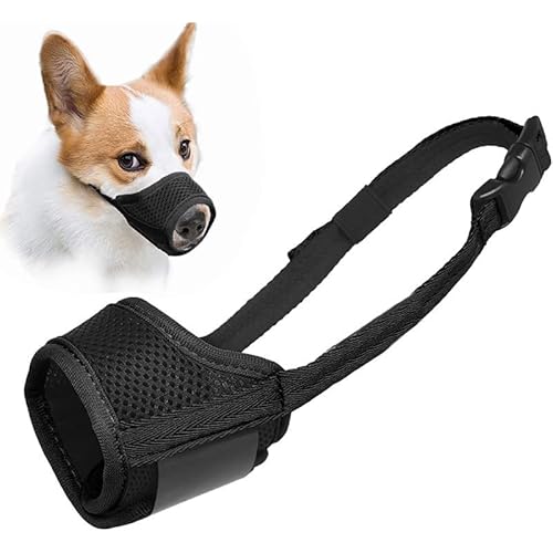 Maulkorb Für Hunde, Maulkorb aus Nylon um Hunde Mittlere und Große Hunde, Maulkorb mit Klettverschluss Weich,Verhindert Beißen,Bellen und Kauen (XL) von PQLQ