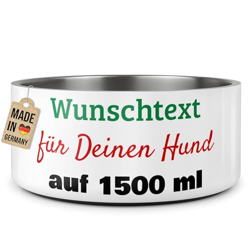 PR Print Royal Hundenapf personalisiert mit Name oder Text selbst gestalten - Wassernapf, Fressnapf Hund Bedrucken - Geschenke für Hundebesitzer | Edelstahl, rutschfest 1500 ml von PR Print Royal
