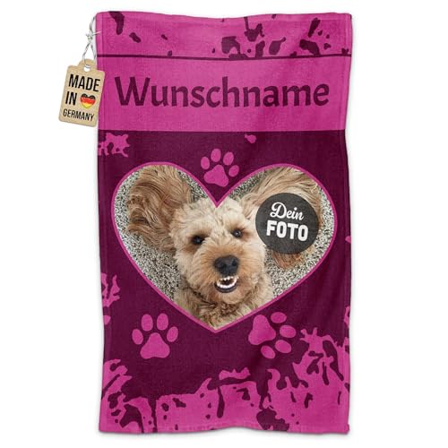 PR Print Royal Personalisiertes Hundehandtuch mit Foto & Name selbst gestalten - Herz - Pfotentuch für Hunde, Haustier-Handtuch | Fotohandtuch, 50 x 30 cm pink PR Print Royal Personalisiertes Hundehandtuch mit Foto & Name selbst gestalten - Herz - Pfotentuch für Hunde, Haustier-Handtuch | Fotohandtuch, 50 x 30 cm pink von PR Print Royal
