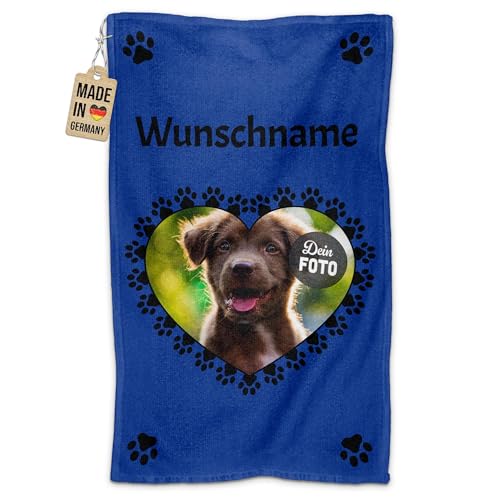 PR Print Royal Personalisiertes Hundehandtuch mit Foto & Name selbst gestalten - Pfoten-Herz - Pfotentuch für Hunde, Haustier-Handtuch | Fotohandtuch, 50 x 30 cm blau PR Print Royal Personalisiertes Hundehandtuch mit Foto & Name selbst gestalten - Pfoten-Herz - Pfotentuch für Hunde, Haustier-Handtuch | Fotohandtuch, 50 x 30 cm blau von PR Print Royal
