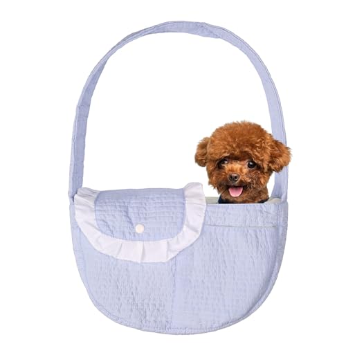 Pet Sling Carrier für kleine Hunde und Katzen, wendbares Design mit Aufbewahrungstasche, Hellblau (Blau) von PRAGDUCT