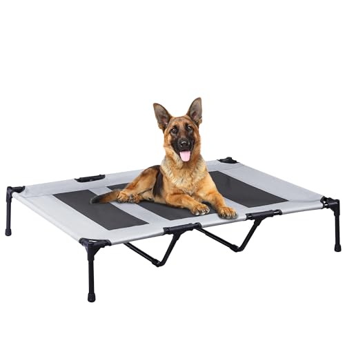 PRAISUN XXL Outdoor Hundebett Erhöhtes Hundebett mit strapazierfähigem Oxford-Gewebe, Textilene-Netz, Metallrahmen für Drinnen, Draußen, Rasen, Silbergrau PRAISUN XXL Outdoor Hundebett Erhöhtes Hundebett mit strapazierfähigem Oxford-Gewebe, Textilene-Netz, Metallrahmen für Drinnen, Draußen, Rasen, Silbergrau von PRAISUN