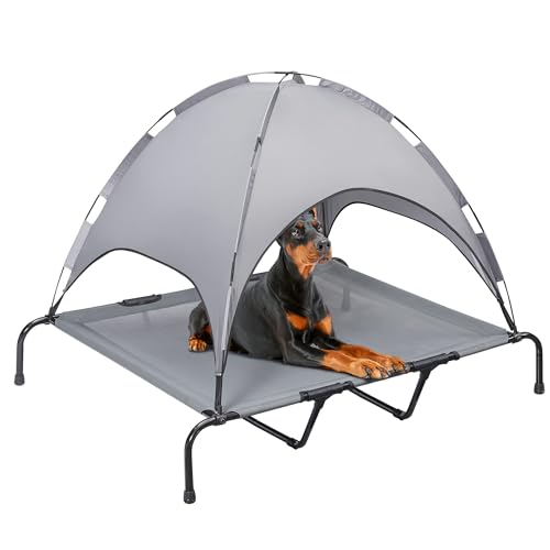 PRAISUN XXXL Outdoor Hundebett mit Baldachin Erhöhtes Hundebett Textilene Mesh Metallrahmen für Indoor Outdoor Rasen Dunkelgrau PRAISUN XXXL Outdoor Hundebett mit Baldachin Erhöhtes Hundebett Textilene Mesh Metallrahmen für Indoor Outdoor Rasen Dunkelgrau von PRAISUN