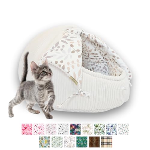 PRASKA Handcraft Katzenbett für Indoor-Katzen, Premium Katzenhöhle für Drinnen Katzenzelt Luxus Kuschelhöhle Katze mit Waschbare Katzenbett Höhle Peacock - Katzenhaus Katzenhöhlenbett von PRASKA