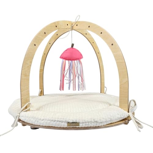 PRASKA Handcraft Sensorischer Katzen-Spielplatz aus Holz Premium – Interaktives Katzenspielzeug mit Matte, Multisensorisches für Wohnungskatzen, Katzenbett Ananas | Grau von PRASKA