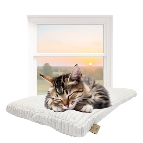 PRASKA Katzen Fensterliege 110x28cm Weiches Katzenbett für die Fensterbank Milchig - Premium Fensterbett Katze flauschig fürs Fenster, Waschbar Fensterbrettliege, Katzen Fensterbankliege PRASKA Katzen Fensterliege 110x28cm Weiches Katzenbett für die Fensterbank Milchig - Premium Fensterbett Katze flauschig fürs Fenster, Waschbar Fensterbrettliege, Katzen Fensterbankliege von PRASKA