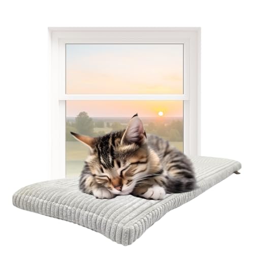 PRASKA Katzen Fensterliege 140x28cm Weiches Katzenbett für die Fensterbank Hellgrau - Premium Fensterbett Katze flauschig fürs Fenster, Waschbar Fensterbrettliege, Katzen Fensterbankliege PRASKA Katzen Fensterliege 140x28cm Weiches Katzenbett für die Fensterbank Hellgrau - Premium Fensterbett Katze flauschig fürs Fenster, Waschbar Fensterbrettliege, Katzen Fensterbankliege von PRASKA
