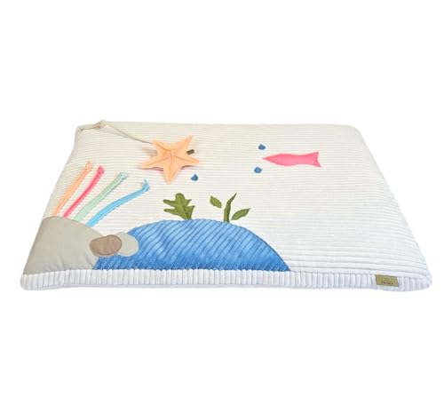 PRASKA Katzen Spielmatte, Interaktives Spielteppich Katze, Welpe – Katzenspielzeug Selbstbeschäftigung, Griffen & Bändern – Weiche Aktivitätsmatte zur Beruhigung 60x80 cm Aqua Design von PRASKA