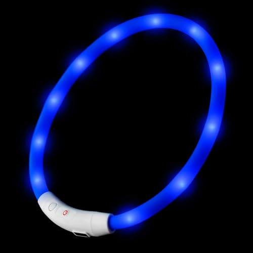 LED Hundehalsband in blau Leuchthalsband aufladbar per USB Halsband individuell kürzbar PRECORN von PRECORN