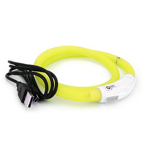LED Hundehalsband in gelb Leuchthalsband aufladbar per USB Halsband individuell kürzbar PRECORN von PRECORN