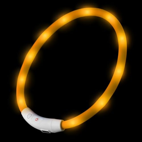 LED Hundehalsband in gelb Leuchthalsband aufladbar per USB-C Halsband individuell kürzbar PRECORN von PRECORN