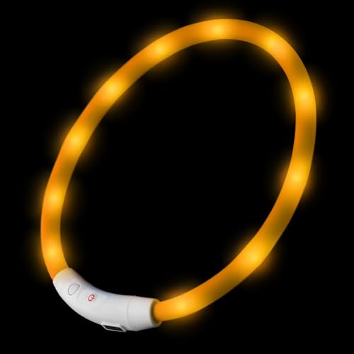 LED Hundehalsband in gelb Leuchthalsband aufladbar per USB Halsband individuell kürzbar PRECORN von PRECORN