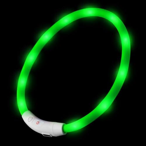 LED Hundehalsband in grün Leuchthalsband aufladbar per USB Halsband individuell kürzbar PRECORN von PRECORN