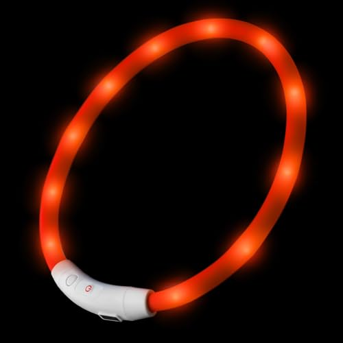 LED Hundehalsband in orange Leuchthalsband aufladbar per USB Halsband individuell kürzbar PRECORN von PRECORN