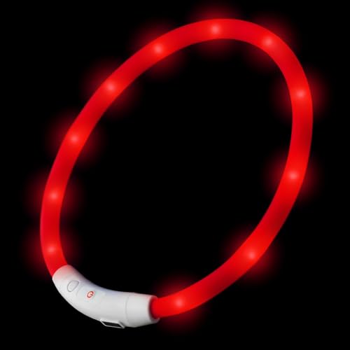 LED Hundehalsband in rot Leuchthalsband aufladbar per USB Halsband individuell kürzbar PRECORN von PRECORN