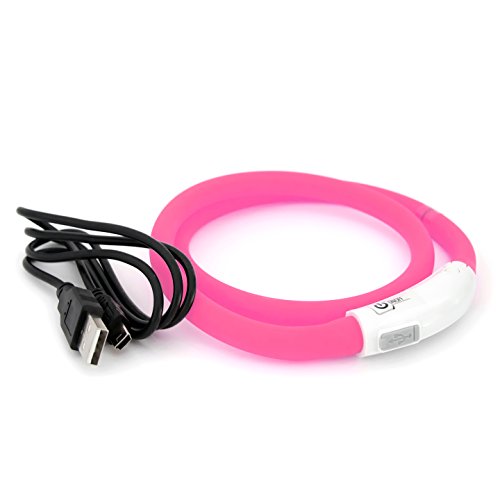LED Hundehalsband pink Leuchthalsband aufladbar per USB Halsband individuell kürzbar PRECORN von PRECORN