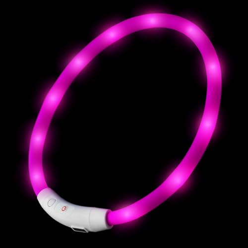 LED Hundehalsband pink Leuchthalsband aufladbar per USB-C Halsband individuell kürzbar PRECORN von PRECORN