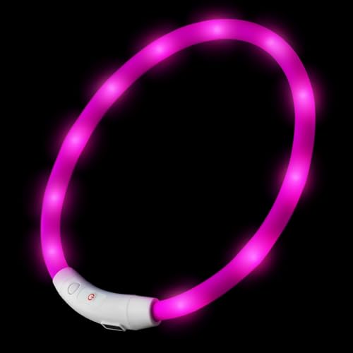 LED Hundehalsband pink Leuchthalsband aufladbar per USB Halsband individuell kürzbar PRECORN von PRECORN