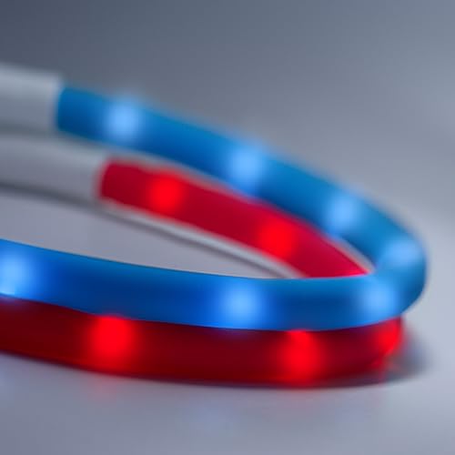 PRECORN LED Silikon Hundehalsband Set in Rot und Blau | Sicherheits-Halsband | Leuchthalsband aufladbar mit USB | Wasserdicht | Individuell kürzbar von PRECORN