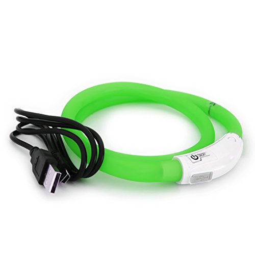 PRECORN LED USB Silikon Hundehalsband grün Halsband Hund Katzenhalsband Leuchthalsband für große kleine Hunde aufladbar von PRECORN