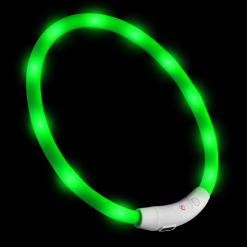 PRECORN LED USB-C Silikon Hundehalsband grün Halsband Hund Katzenhalsband Leuchthalsband für große kleine Hunde aufladbar von PRECORN