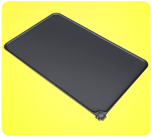Napfunterlage in grau für Hund und Katze aus Silikon rutschfeste Napf Matte für Hunde und Katzen Wasserdicht 48 x 30 cm von PRECORN