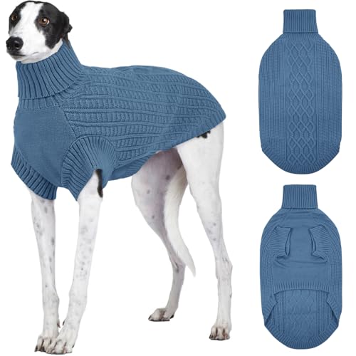 Hundepullover für riesige Rassen, warmer Winterpullover für große Hunde, Haustier-Rollkragen-Strickwaren, Haustierpullover, Sweatshirt, Windhunde, Blau, Größe 3XL Hundepullover für riesige Rassen, warmer Winterpullover für große Hunde, Haustier-Rollkragen-Strickwaren, Haustierpullover, Sweatshirt, Windhunde, Blau, Größe 3XL von PREFERHOUSE