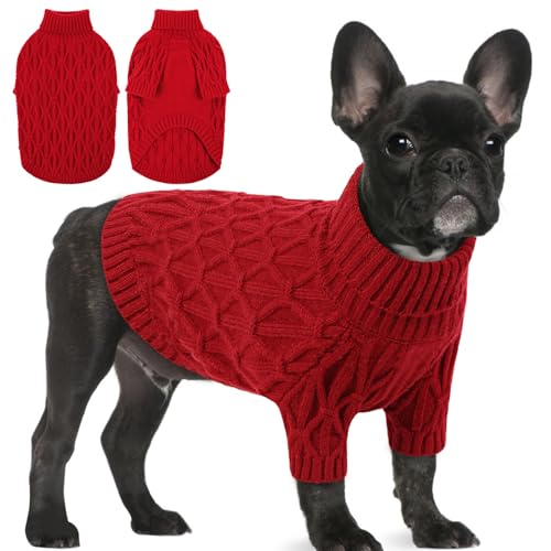 Preferhouse Großer Hundepullover für Pitbulls, Haustierpullover für große Hunde, Jungen und Mädchen, Haustier-Rollkragenpullover, dickes, warmes Sweatshirt, Winter-Strickwaren für Corgi, Französische von PREFERHOUSE
