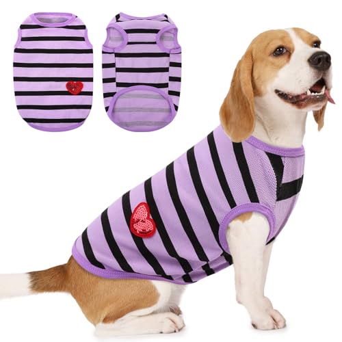 Preferhouse Hunde-Shirts für große Hunde, gestreifte T-Shirts, Haustierbekleidung, Hunde-Tank-Top, Frühling und Sommer, geeignet für Chihuahua, Französische Bulldogge, Bichon, Shih Tzu Preferhouse Hunde-Shirts für große Hunde, gestreifte T-Shirts, Haustierbekleidung, Hunde-Tank-Top, Frühling und Sommer, geeignet für Chihuahua, Französische Bulldogge, Bichon, Shih Tzu von PREFERHOUSE