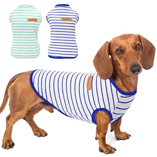 Preferhouse Hunde-Shirts für mittelgroße Hunde, 2er-Pack, Größe M, ärmellos, gestreift, Hundepullover, T-Shirts, leicht, für Welpen, Kätzchen, Tanktop, Katzen-T-Shirt für Teddy, Bichon Shihtzu, Preferhouse Hunde-Shirts für mittelgroße Hunde, 2er-Pack, Größe M, ärmellos, gestreift, Hundepullover, T-Shirts, leicht, für Welpen, Kätzchen, Tanktop, Katzen-T-Shirt für Teddy, Bichon Shihtzu, von PREFERHOUSE