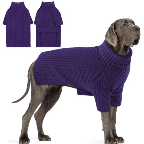 Preferhouse Hunde-Strickpullover für XXXX-Large Hunde, Haustier-Winter-Rollkragenpullover, warmer Pullover, dickes Sweatshirt für Windhunde, Berner Berg (Königsblau, 3XL) von PREFERHOUSE