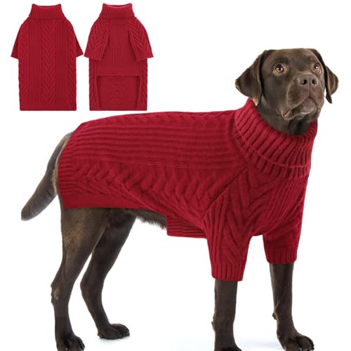 Preferhouse Hundepullover, Haustierpullover für extra große Hunde, Haustier-Sweatshirt, Rollkragenpullover, Winter, Pitbull, Labrador Retriever (Rot, XL) von PREFERHOUSE