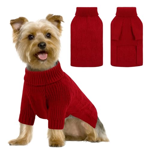 Preferhouse Hundepullover für mittelgroße Hunde und Mädchen, Rollkragen, langärmelig, gestrickt, für Herbst und Winter, warmer Haustierpullover für mittelgroße und große Hunde, solides Sweatshirt zum von PREFERHOUSE
