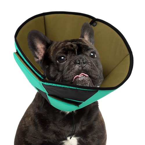 Preferhouse Kleiner Hundehalsbandkegel, verstellbar, weicher Kegel nach Operationen, verhindert Lecken von Wunden, atmungsaktive Haustier-OP-Kegel für kleine männliche Hündinnen, Grün, Größe S von PREFERHOUSE