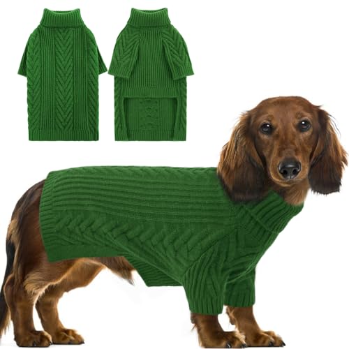 Preferhouse Pullover für große Hunde, Haustierpullover für große Hunde, Rollkragenpullover, Winter, Pitbull, Labrador Retriever, Grün, Größe L von PREFERHOUSE