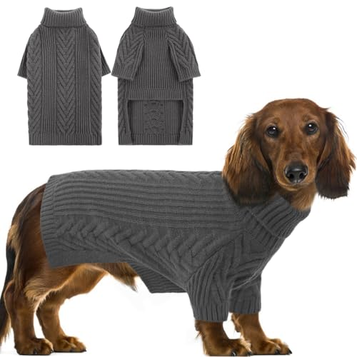 Preferhouse Pullover für große Hunde, Haustierpullover für große Hunde, Rollkragenpullover, Winter, Pitbull, Samojede, Dunkelgrau, L von PREFERHOUSE