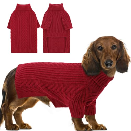 Preferhouse Pullover für große Hunde, Haustierpullover für große Hunde, Rollkragenpullover, Winter, Pitbull, Samojede, Rot, Größe L von PREFERHOUSE